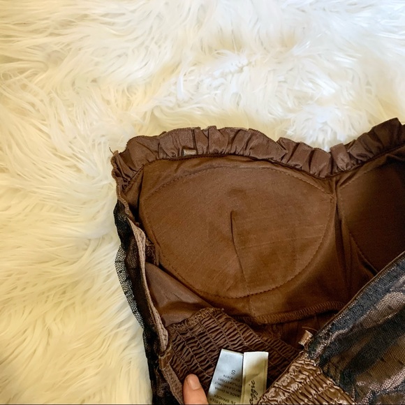 Y2K Brown and Black Ribbon Mesh Boned Corset Top - Picture 10 of 12